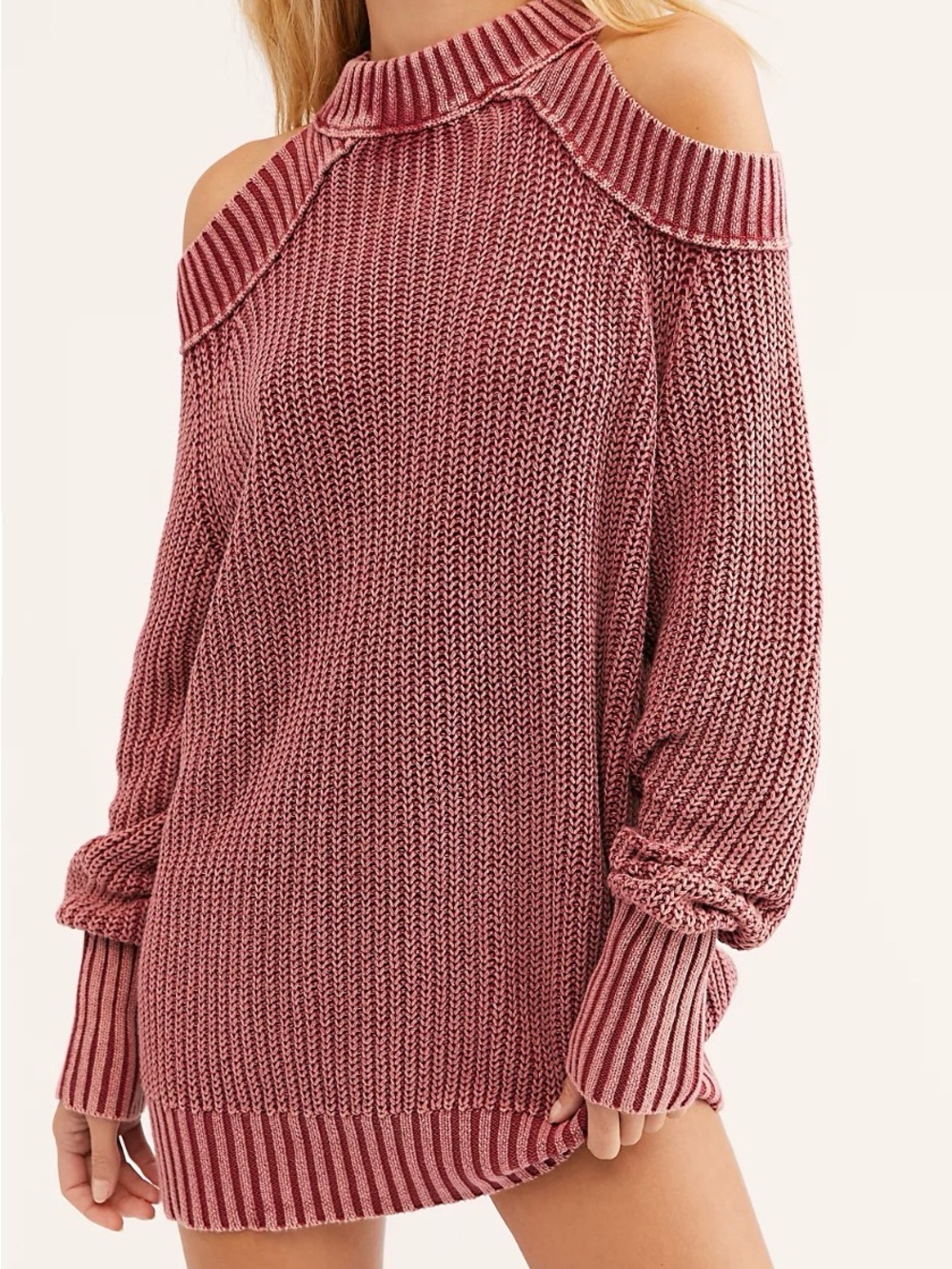 Free People Half Moon Bay Cold Shoulder Pullover Sweater XS